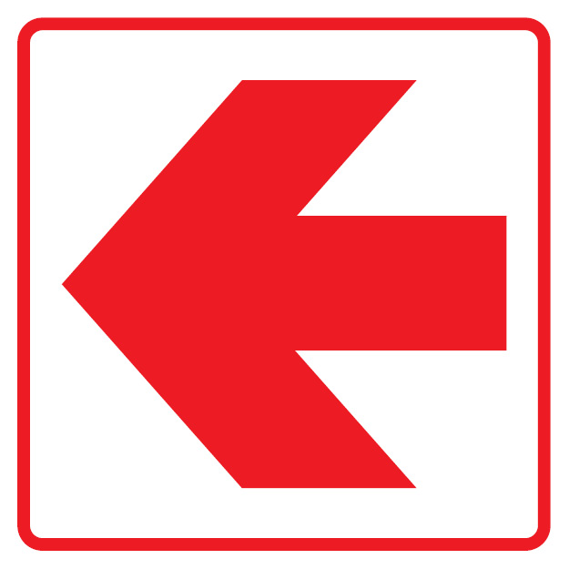 Location of Fire Equipment — Red Arrow Left