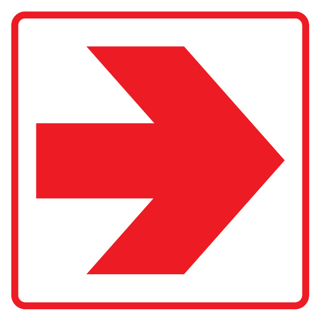 Location of Fire Equipment — Red Arrow Right